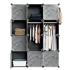 SWANEW DIY Kleiderschrank, 12/16/20 Würfel, Regalsystem, Offen Kunststoff Garderobe, Steckregal