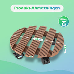 SWANEW WPC Pflanzenroller, Blumenroller mit Rollen, Kübelroller für Pflanzen, Blumentopf, Eckig 30 x 30 cm|Rund Ø 30 x 7,5 cm