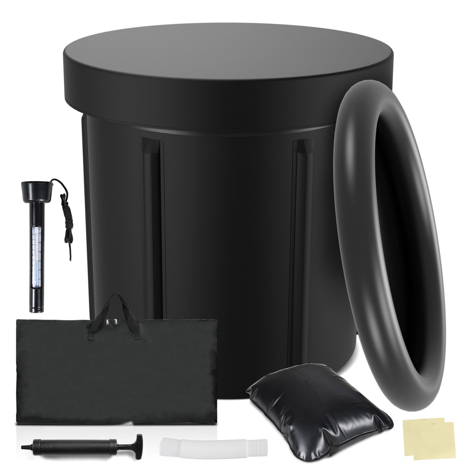 SWANEW Eisbad Eisbaden Tonne 80 cm, Faltbare Badewanne 390L, Kältetherapie Set mit 5 Isolierschichten, Aufblasbare Eistonne-Set für Zuhause