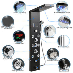 SWANEW 6-in-1 LED Duschpaneel mit Armatur, Edelstahl 304 DuschsÀule mit 5 Duschfunktionen, Wandmontage
