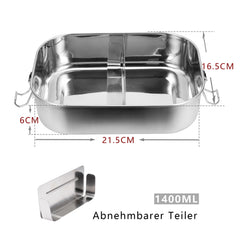 SWANEW Edelstahl Brotdose auslaufsicher Lunchbox Metall Dichte Bento Box Fassungsvermögen mit Fächern