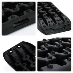SWANEW 2 Stücke Sandbleche Offroad Traktionsmatte Kunstoff Anfahrhilfe Recovery Board Tracks mit Aufbewahrungstasche,10T Last für Geländewagen Wohnmobil PKW LKW