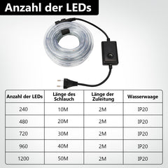 SWANEW Lichterschlauch Außen Lichtschlauch 8 Modi LED Schlauch mit Memory-Funktion, Timer, Strombetrieben Lichterkette Wasserdicht