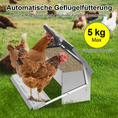 SWANEW Futterautomat für hühner Geflügel mit Deckel Futterspender, 5kg Fußpedal selbstöffnender Futtertrog automat hühnerfutter