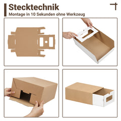 SWANEW Aufbewahrungsboxen mit Sichtfenster & Schublade, Faltbare Schuhboxen, Stapelbar Allzweckbox