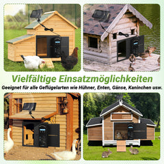 SWANEW Automatische Hühnerklappe Solar, Einklemmschutz, IP65 Wasserdicht, Automatische Hühnertür