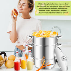 SWANEW Dampfentsafter Saftpresse Edelstahl Induktion Dampf Juicer 8 Liter Ă 26cm 8L, mit 4 BĂŒgelflasche