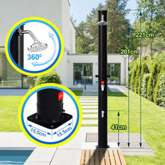 SWANEW Solardusche 20/35/40 Liter Solar Gartendusche Inkl. Schutzhaube und 180° Regenduschkopf, bis 60°C, 50 PSI Wasserdruck, ohne Stromanschluss, fĂŒr den Garten Urlaub und Camping