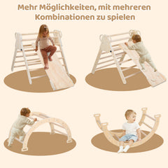 SWANEW Klettergerüst, 3-in-1 Klettergerüst mit Bogen/Rutsche/Dreieck, Indoor Lernspielzeug, Kletterdreieck, Kletterbogen kinderrutsche