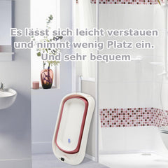 SWANEW Faltbare Baby Badewanne Babywanne mit Thermometer, Badekissen, Haarwaschbecher, babybadewanne, Babybadewanne mit gestell ab 0-3 Jahre