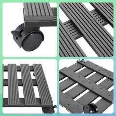 SWANEW WPC Pflanzenroller, Blumenroller mit Rollen, Kübelroller für Pflanzen, Blumentopf, Eckig 30 x 30 cm|Rund Ø 30 x 7,5 cm