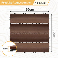 SWANEW WPC Terrassenfliesen, 30x30CM, Gartenfliesen