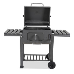 SWANEW Holzkohlegrill BBQ XXL Smoker mit Deckel, höhenverstellbarer Kohleschale, Grillwagen, mit Thermometer, verstellbaren Lüftungsöffnungen