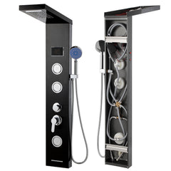 SWANEW LED Duschpaneel, Regendusche Duschsystem mit Temperaturanzeige, 5 Funktionen Duschsäule,Verstellbare Massagedüsen