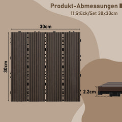 SWANEW WPC Terrassenfliesen, 30x30 cm, WPC Fliesen Balkonfliesen, 1㎡-5㎡ Klickfliese