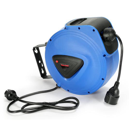 SWANEW Automatik Kabelaufroller 20M+1.5M Kabelaufroller, Kabeltrommel mit Stopfunktion,Verlängerungskabe, mit 180° drehbar Wandhalterung, für Wandmontage