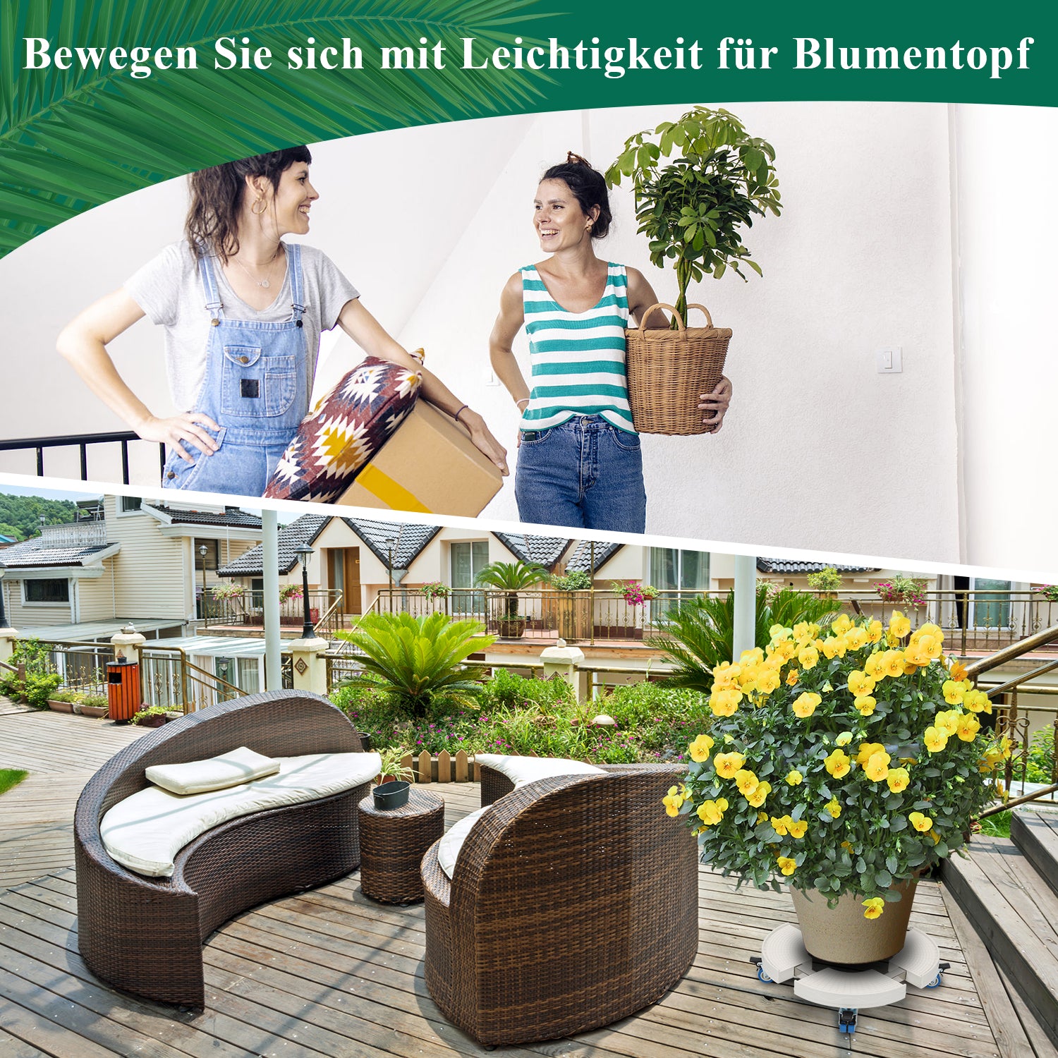 Pflanzenroller rund mit Handschuhen