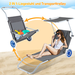 SWANEW Sonnenliege Alu mit 2 RĂ€dern klappbar Strandliege Gartenliege