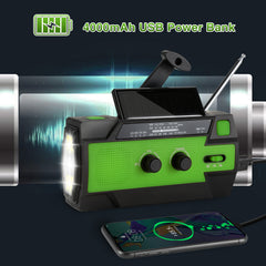 SWANEW Kurbelradio, Solar Radio, Tragbare Notfallradio 4000mAh Wiederaufladbare Powerbank Batteriebetrieben mit LED Taschenlampe & Leselicht, SOS-Alarm fĂŒr Outdoor Camping