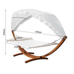 SWANEW Hängematten mit Gestell Outdoor Holz Hängematte mit Dach Hängemattengestell 200×150cm, Hängesessel 2 Personen Belastbarkeit 200kg