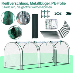 SWANEW Foliengewächshaus Frühbeet Transparent PVC, Gemüse Tomatenhaus Gewächhäuser mit Reißverschluss 270 × 90 × 90cm