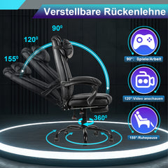 SWANEW Bürostuhl, gaming stuhl, chefsessel Drehsessel mit Kopfstütze Lendenkissen