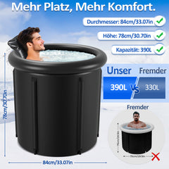 SWANEW Eisbad Eisbaden Tonne 80 cm, Faltbare Badewanne 390L, Kältetherapie Set mit 5 Isolierschichten, Aufblasbare Eistonne-Set für Zuhause