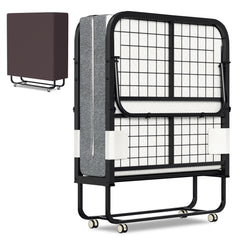 SWANEW Klappbett 90x200cm, Gästebett Klappbar mit ca.13CM Dicke Hochdichter Schaumstoff Matratze, Einzelbett mit Rollen