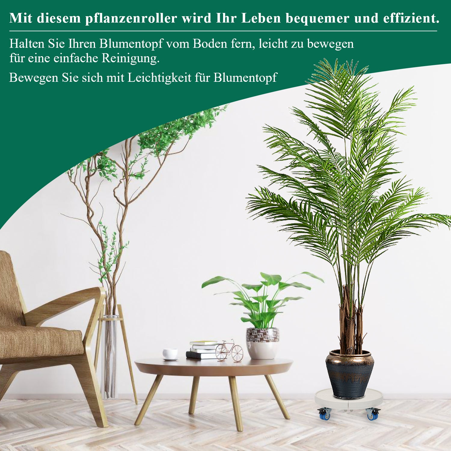 Pflanzenroller rund mit Handschuhen