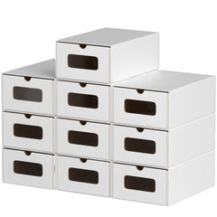 SWANEW Aufbewahrungsboxen mit Sichtfenster & Schublade, Faltbare Schuhboxen, Stapelbar Allzweckbox