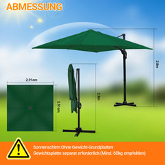 SWANEW Sonnenschirm 300 x 300 cm mit Gartenschirm mit StÀnder Ampelschirm, Sonnenschutz UV50+, 360° Drehbar und Kippbar