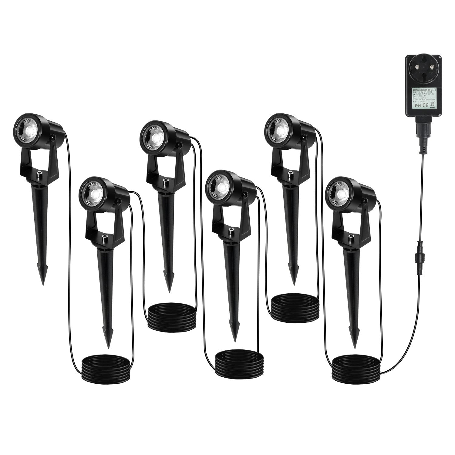 SWANEW LED Gartenbeleuchtung mit Erdspieß, 6er Set Gartenstrahler Warmweiß, Gartenleuchte IP65 Wasserdicht, Gartenlampe Wegbeleuchtung mit Stecker