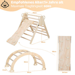 SWANEW Klettergerüst, 3-in-1 Klettergerüst mit Bogen/Rutsche/Dreieck, Indoor Lernspielzeug, Kletterdreieck, Kletterbogen kinderrutsche