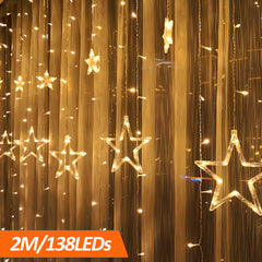 SWANEW LED Lichterkette, Warmweiß Lichterkettenvorhang mit 8 Modi für Innen Außen, IP44 Wasserfest für Weihnachten Garten Party Deko