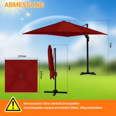 SWANEW Sonnenschirm 300 x 300 cm mit Gartenschirm mit StÀnder Ampelschirm, Sonnenschutz UV50+, 360° Drehbar und Kippbar