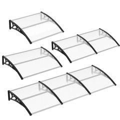 SWANEW Vordach für Haustür 100 x 300cm, 5 mm Überdachung Haustür aus Aluminium und Polycarbonat, Transparentes Pultbogenvordach, Pultvordach, Türdach für draußen Regenschutz