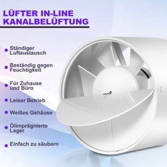 SWANEW Badlüfter Fan Rohrventilator 100mm mit Rückstauklappe Badezimmerlüfter Bad Rauchabzug Ventilator 130m³/h Rohrlüfter