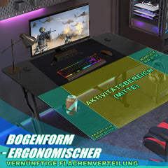 SWANEW Gaming Schreibtisch, 120/140cm Ergonomischer Computertisch