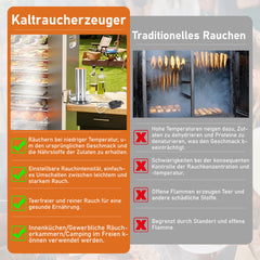 SWANEW Kaltrauchgenerator aus Edelstahl, Elektrisch Rauchgenerator für Räucherofen, mit Pumpe, BBQ Rauch-Erzeuge