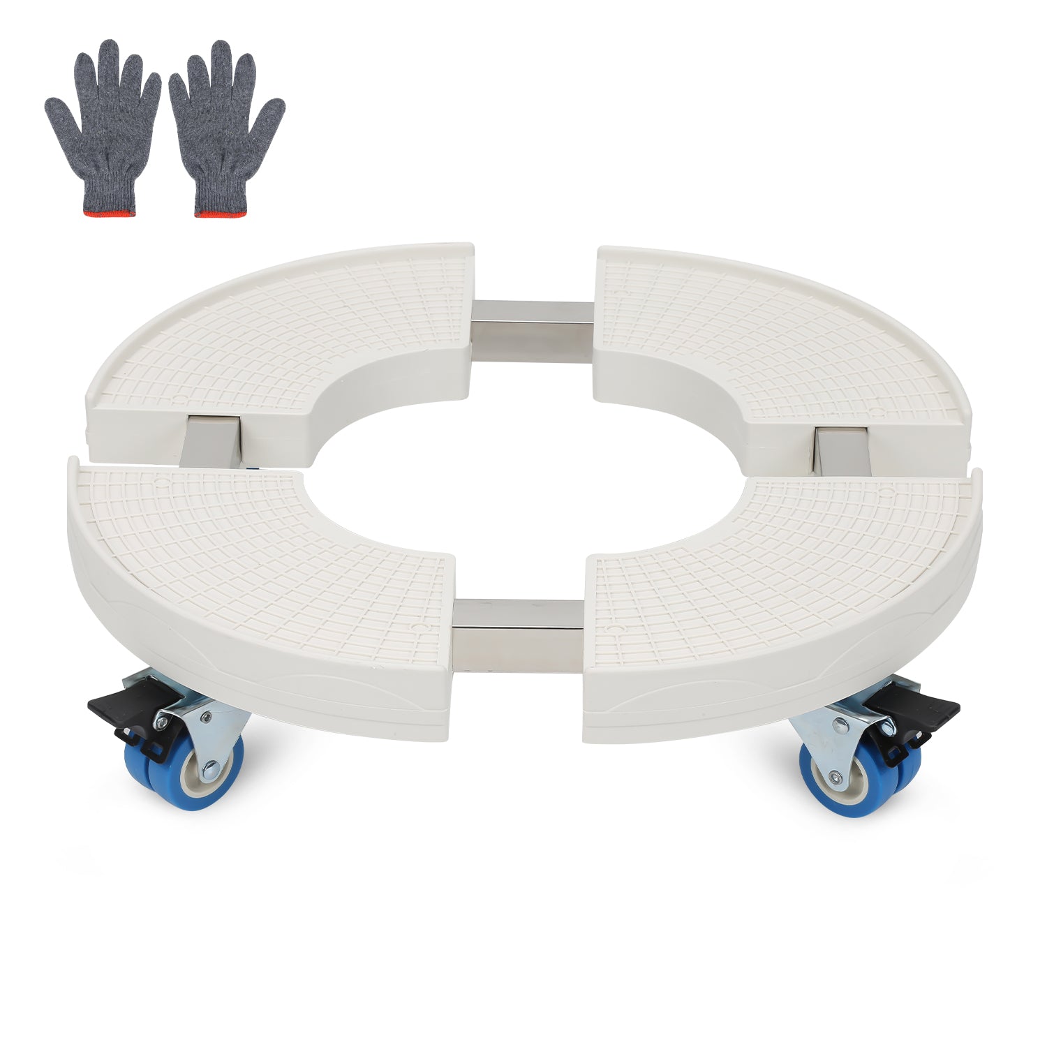 SWANEW Pflanzenroller rund mit Handschuhen, Ø 38cm bis 54,5cm, Blumentopf Rolluntersetzer mit Rollen Blumenroller