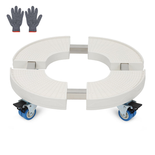 SWANEW Pflanzenroller rund mit Handschuhen, Ø 38cm bis 54,5cm, Blumentopf Rolluntersetzer mit Rollen Blumenroller