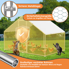 SWANEW Hühnerstall, Hühnerhaus, Freilaufgehege, 3x6x2m, Kleintierstall