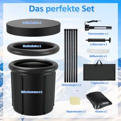 SWANEW Eisbad Eisbaden Tonne 80 cm, Faltbare Badewanne 390L, Kältetherapie Set mit 5 Isolierschichten, Aufblasbare Eistonne-Set für Zuhause