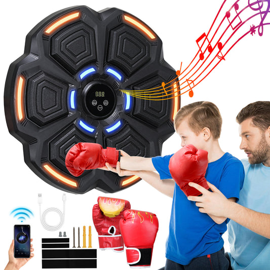 SWANEW Boxmaschine Elektronische Bluetooth Wandmontage mit Handschuhen LED Musik Boxing