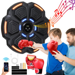 SWANEW Boxmaschine Elektronische Bluetooth Wandmontage mit Handschuhen LED Musik Boxing