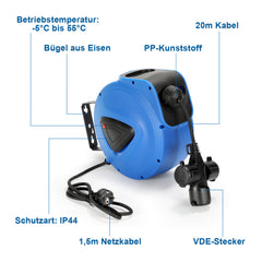 SWANEW Kabeltrommel Automatik, 20m +1,5m Kabelaufroller Wandmontage, IP44