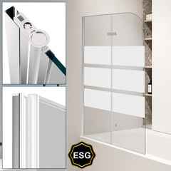 SWANEW Duschwand für Badewanne, 2/3-Teilig faltbar & drehbar Badewannenaufsatz, Duschtrennwand, 6mm ESG Sicherheitsglas Spritzwasserschutz