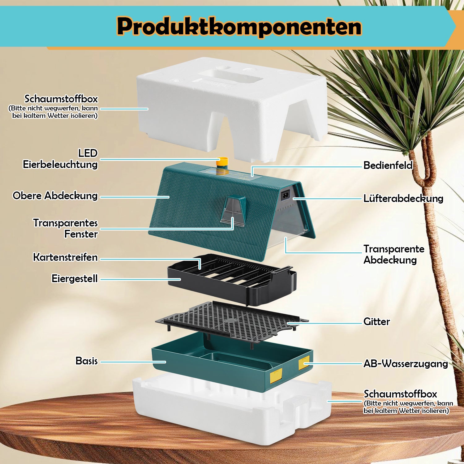 10 Eier Brutmaschine Vollautomatisch