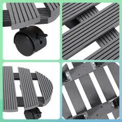 SWANEW WPC Pflanzenroller, Blumenroller mit Rollen, Kübelroller für Pflanzen, Blumentopf, Eckig 30 x 30 cm|Rund Ø 30 x 7,5 cm