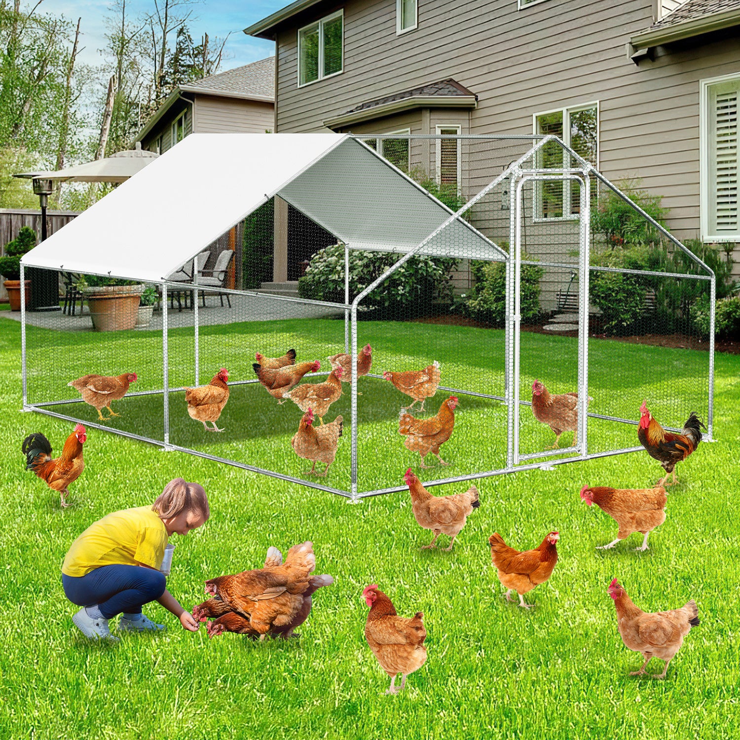 Hühnerstall Freilaufgehege, 3x4x2m Hühnerhaus